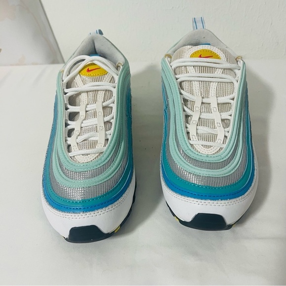Nike Mens US Size 7 Air Max 97 DQ7644-100 Spring Floral Running White Blue Green - Picture 2 of 7